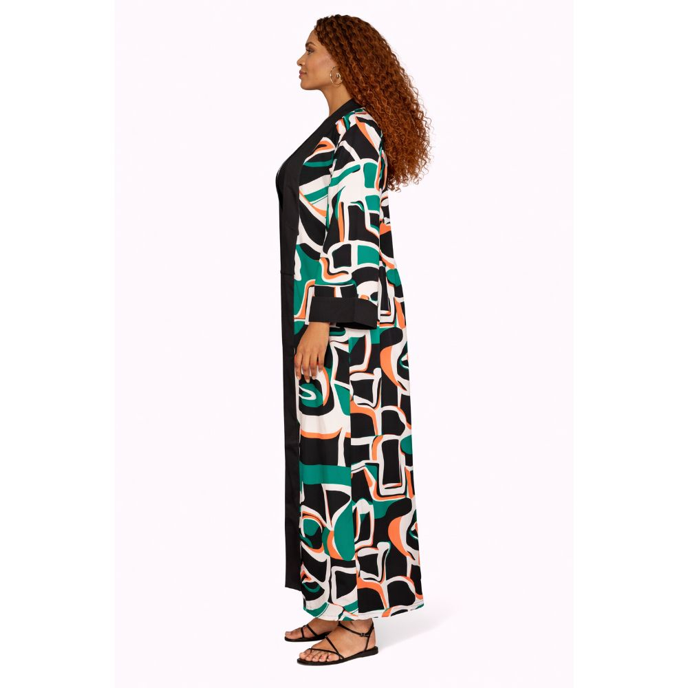Stylish Kimono Style Jacket with Abstract Print